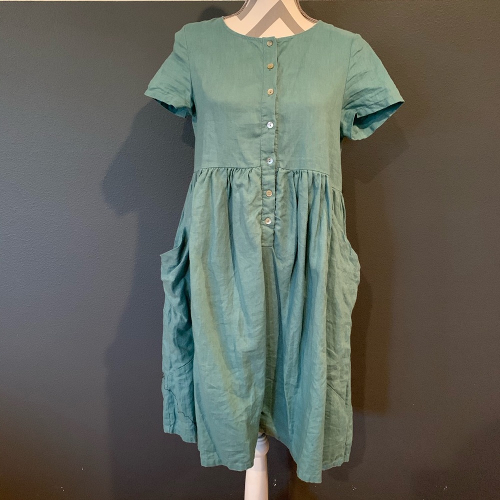 Linen Modest Button Up Dress